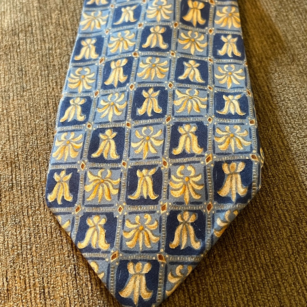 Joseph Abboud Men’s Tie 100% Silk Blue Yellow Gold
